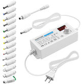 SHNITPWR AC Adapter 3V ~ 24V 3A 72W Universal Power Supply 100V-240V AC to DC 3V 5V 6V 9V 12V 15V 16V 18V 19V 20V 24V Adjustable Power Adapter with 14 Tips 5.5x2.5mm 4.0x1.7mm 3.5x1.35mm, White