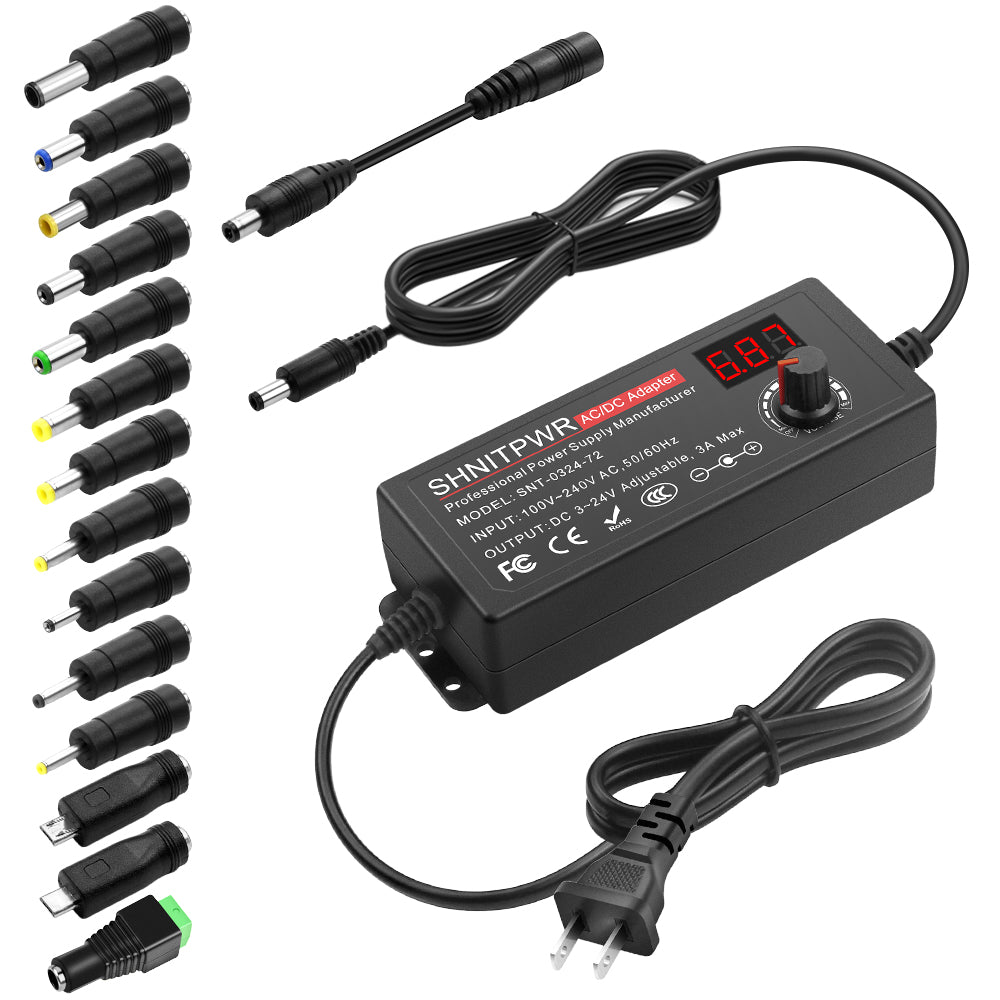 SHNITPWR 3V ~ 24V 3A 72W Power Supply Adjustable DC 3V 5V 6V 9V 12V 15V ...