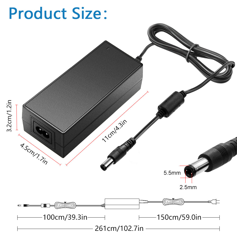 12V 3A Power Supply 36W Power Adapter 100-240V 50-60Hz AC Input to DC 12  Volt 3 Amp Power Supply Adapter with 5.5mm x 2.5mm DC Tip and 1 Female