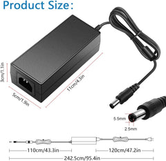 SHNITPWR 24V 3A DC Power Supply Adapter AC 100V~240V to DC 24 Volt 3 Amp 72W Converter Transformer 5.5x2.5mm Plug for 5050 3528 LED Strip Light 3D Printer LED Driver CCTV Security System LCD Monitor