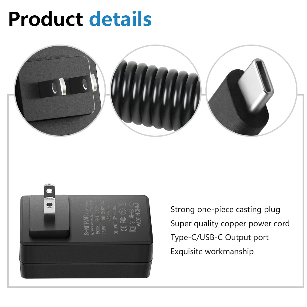 SHNITPWR 5V 3A USB C Power Supply Adapter for Raspberry Pi 4 Type C ...