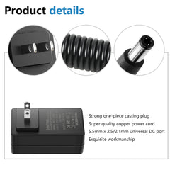 SHNITPWR 12V 2A Power Supply Adapter UL Listed 2-Pack 100~240V AC to DC Converter 12 Volt 24W 2amp 1.8A 1.5A 1.2A Transformer with 5.5x2.1mm Tip for WiFi IP Camera Wireless Router Bluetooth Speaker