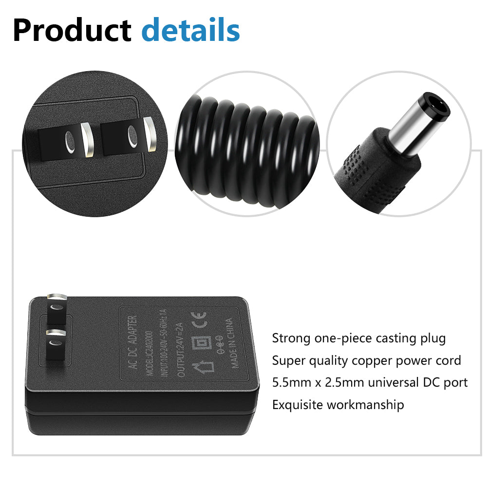 thumbnail image 2 of 2-Pack 5V 2A Power Adapter - 10W DC Power Supply For USB Hub, TV Box, Router & More 2 of 10