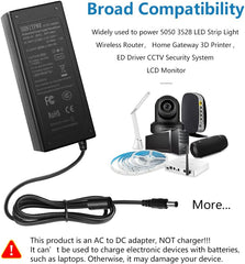 SHNITPWR 24V 3A DC Power Supply Adapter AC 100V~240V to DC 24 Volt 3 Amp 72W Converter Transformer 5.5x2.5mm Plug for 5050 3528 LED Strip Light 3D Printer LED Driver CCTV Security System LCD Monitor