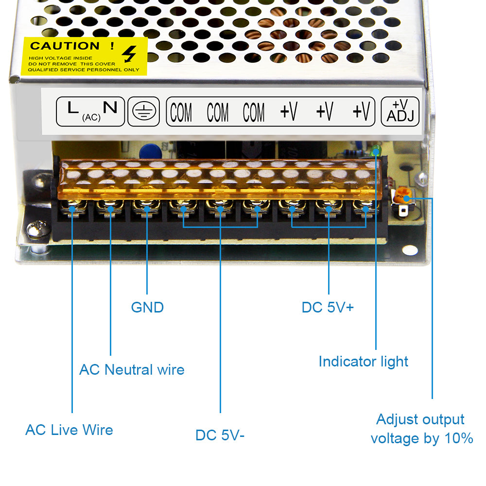 SHNITPWR 5V DC Power Supply AC/DC Converter Adapter Transformer 5 Volt 40 Amp 200W LED Driver 110V / 220V AC Input for WS2812B WS2811 WS2801 WS2813 SK6812 LED Pixel Strip Light CCTV Camera