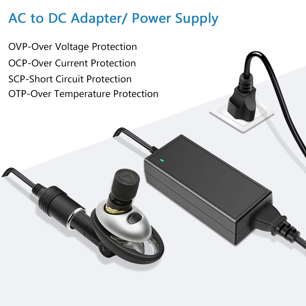 SHNITPWR AC to DC Converter 12V 8A 96W Power Supply Adapter with Car Lighter Socket 100~240V AC to DC 12 Volt 8 Amp 6A Transformer for Car Tire Inflator Vacuum Cleaner and Other Car Devices Under 96W