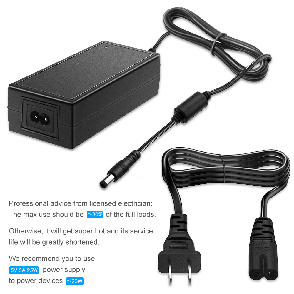 SHNITPWR 5V 5A DC Power Supply Adapter 5 Volt 5 Amp 25W AC 100V~240V to ...