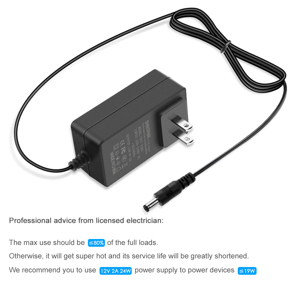 5V 2A Power Supply 10W Power Adapter 100-240V 50-60Hz AC Input to DC 5 Volt  2 Amp Power Supply Adapter with 5.5mm X 2.5mm US Plug for LED Strip Pixel
