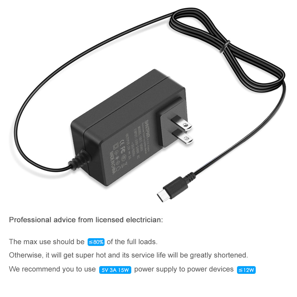 Wisisecu 5V 3A Micro USB AC Adapter Wall Charger For Raspberry Pi 3 – 5 Volt Power Supply
